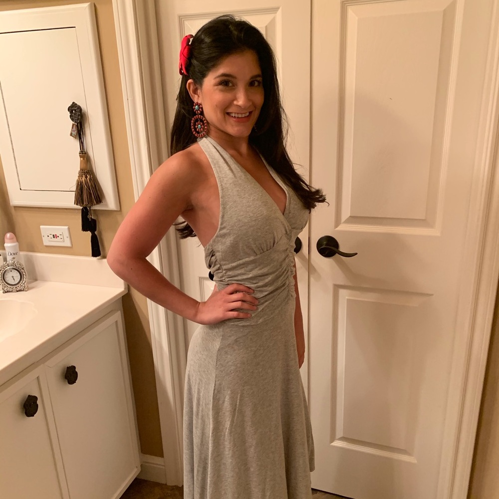 White House Black Market Gray Halter Dress
